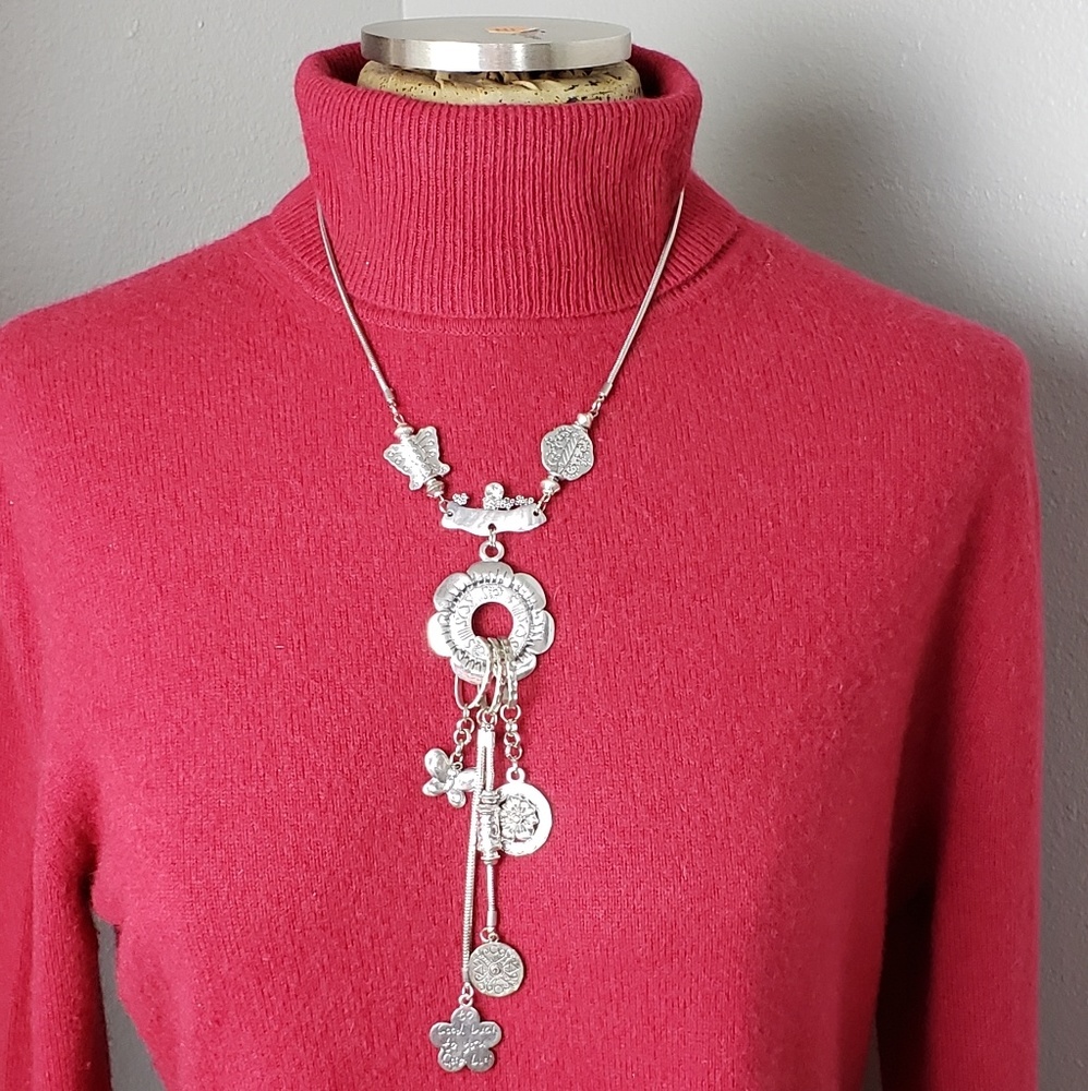 Silver plated charm necklace